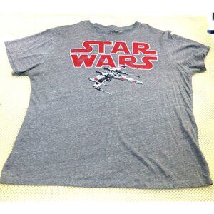 Star Wars Graphic T-Shirt Gray With X-Wing Fighter Print Size XL